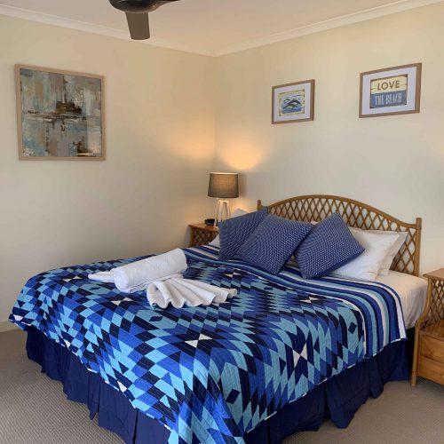 Tangalooma Beachfront Villa King size bed in main bedroom